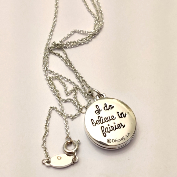 Disney Tinkerbell "I believe in fairies" sparkly crystals pendant necklace - Picture 2 of 10